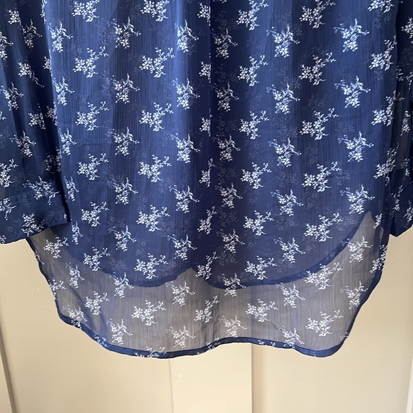 Denim & Supply Ralph Lauren Women's Boyfriend Button Down Shirt Sheer Navy Flora - Picture 9 of 9